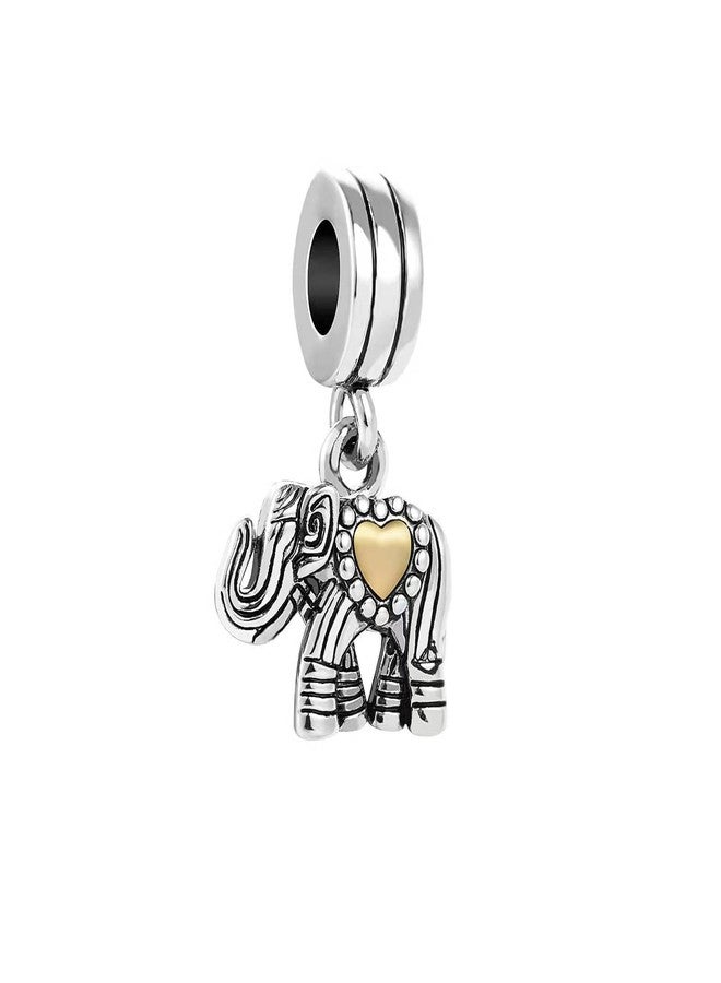 TGLS Gold Heart Love Elephant Animal Charm Compatible With Pandora Charms Bracelets - Image 1